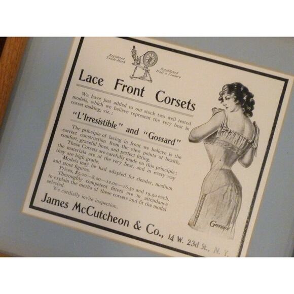 Framed Reproduction Advert Lace Front Corsets James McCutcheon Advertisement - Picture 2 of 3